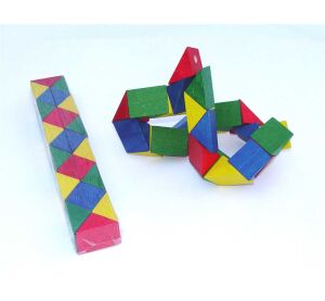 Zusammenklappbare bunte Schlange – aus Holz